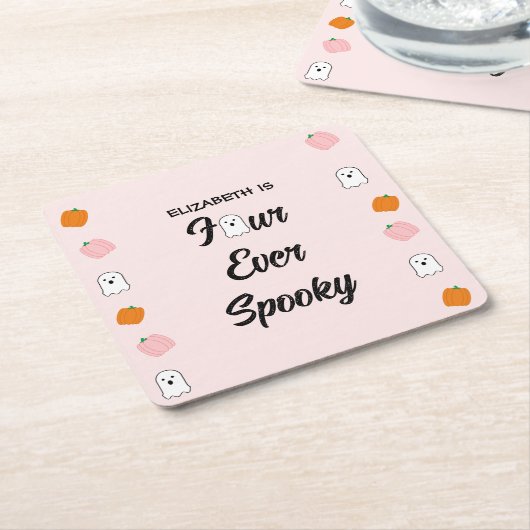 Spooky 4e verjaardag kartonnen onderzetters (Schuin)