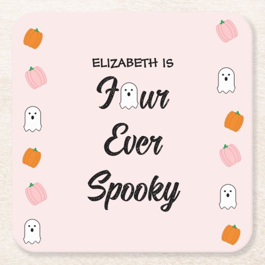 Spooky 4e verjaardag kartonnen onderzetters (Voorkant)