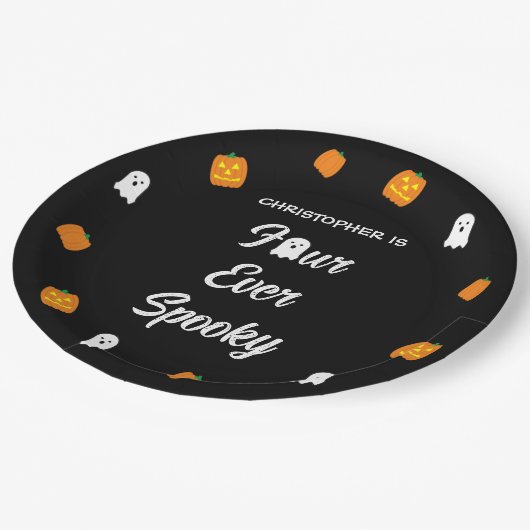 Spooky 4e verjaardag papieren bordje (Gekanteld)