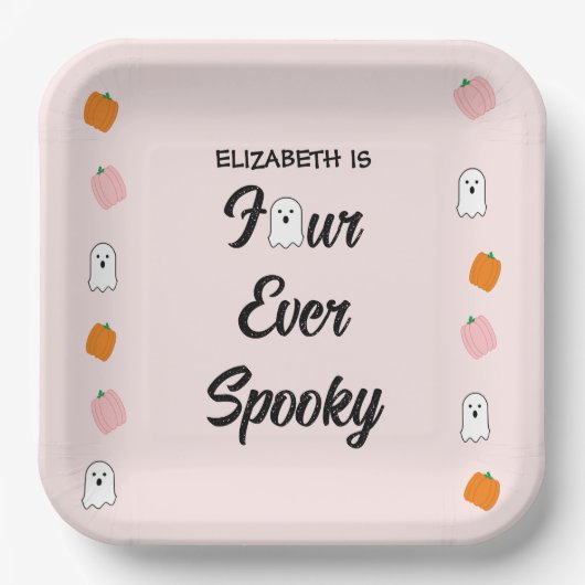 Spooky 4e verjaardag papieren bordje (Voorkant)