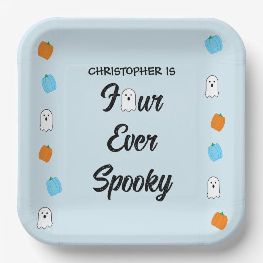 Spooky 4e verjaardag papieren bordje (Voorkant)