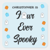 Spooky 4e verjaardag vierkante sticker (Voorkant)