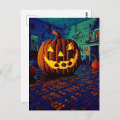 Spooky 8bit Jack o Lantern Briefkaart (Voorkant / Achterkant)