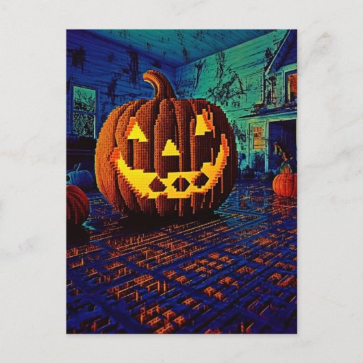 Spooky 8bit Jack o Lantern Briefkaart (Voorkant)