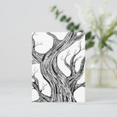 Spooky Abstract Tree Pen Drawing Art Briefkaart (Staand voorkant)