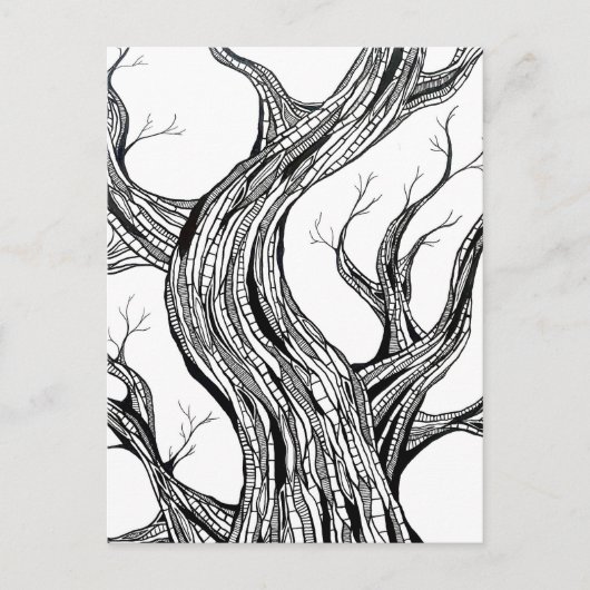 Spooky Abstract Tree Pen Drawing Art Briefkaart (Voorkant)