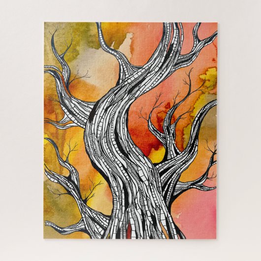 Spooky Abstract Tree Pen Drawing Art Legpuzzel (Verticaal)