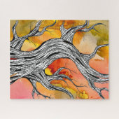 Spooky Abstract Tree Pen Drawing Art Legpuzzel (Horizontaal)