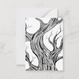 Spooky Abstract Tree Pen Drawing Art Notitiekaartje