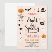 Spooky Acht Kinder Halloween Verjaardagsuitnodigin Kaart (Voorkant / Achterkant)