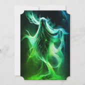 Spooky Adult Halloween Party Green Ghost Kaart (Achterkant)