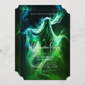 Spooky Adult Halloween Party Green Ghost Kaart (Voorkant / Achterkant)