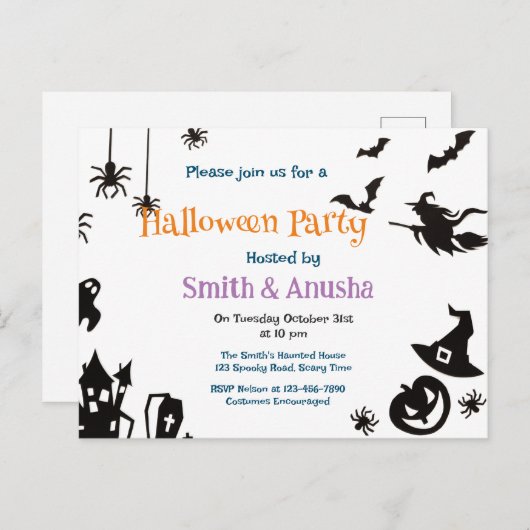 Spooky Adult Halloween Party Invitation Briefkaart (Voorkant / Achterkant)