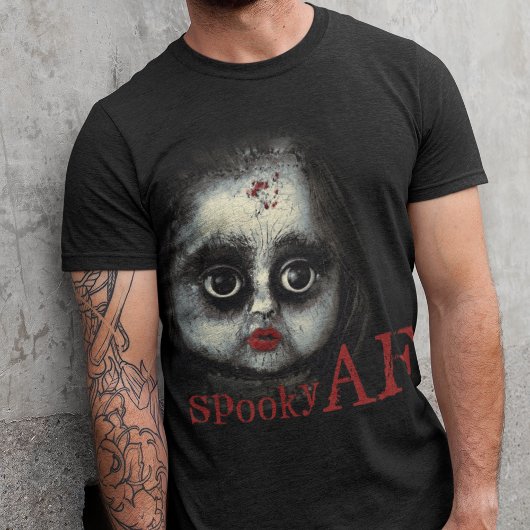 Spooky AF griezelig Gothic poppetje gezicht Hallow T-shirt