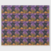 Spooky Affenpinscher Halloween Heks en Pompoen Cadeaupapier (Vlak)