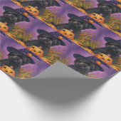 Spooky Affenpinscher Halloween Heks en Pompoen Cadeaupapier (Hoek)