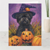 Spooky Affenpinscher Halloween Heks en Pompoen Kaart (Voorkant)