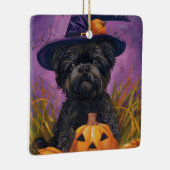 Spooky Affenpinscher Halloween Heks en Pompoen Keramisch Ornament (Rechts)
