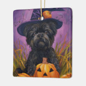 Spooky Affenpinscher Halloween Heks en Pompoen Keramisch Ornament (Links)