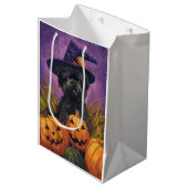 Spooky Affenpinscher Halloween Heks en Pompoen Medium Cadeauzakje (Voorkant Gekanteld)