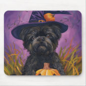 Spooky Affenpinscher Halloween Heks en Pompoen Muismat (Voorkant)