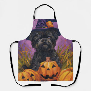 Spooky Affenpinscher Halloween Heks en Pompoen Schort