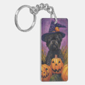 Spooky Affenpinscher Halloween Heks en Pompoen Sleutelhanger (Voorkant Links)