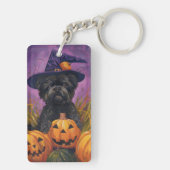 Spooky Affenpinscher Halloween Heks en Pompoen Sleutelhanger (achterkant)