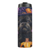 Spooky Affenpinscher Halloween Heks en Pompoen Thermosbeker (Voorkant)