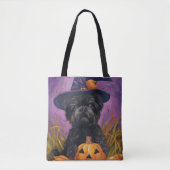 Spooky Affenpinscher Halloween Heks en Pompoen Tote Bag (Voorkant)