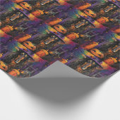 Spooky Afghaanse hond Halloween heks en pompoen Cadeaupapier (Hoek)