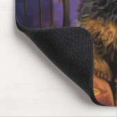 Spooky Airedale Halloween Witch and Pumpkin Muismat (Hoek)