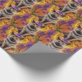 Spooky Akita Halloween Witch & Pumpkin Cadeaupapier (Hoek)