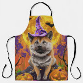 Spooky Akita Halloween Witch & Pumpkin Schort (Voorkant)