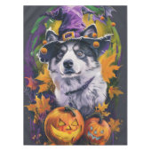 Spooky Akita Halloween Witch & Pumpkin Tafelkleed (Voorkant)