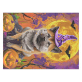 Spooky Akita Halloween Witch & Pumpkin Tafelkleed (Voorkant (Horizontaal))