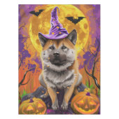 Spooky Akita Halloween Witch & Pumpkin Tafelkleed (Voorkant)