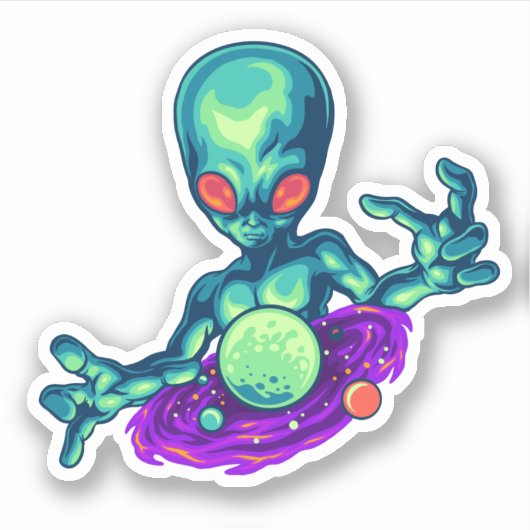 Spooky Alien En Zijn Melkweg Sticker (Voorkant)