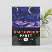 Spooky Alien Landschap Halloween Halloween Kaart (Staand voorkant)