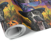 Spooky Amerikaanse Staffordshire Halloween pompoen Cadeaupapier (Rol Hoek)