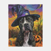 Spooky Amerikaanse Staffordshire Halloween pompoen Fleece Deken (Voorkant)