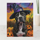Spooky Amerikaanse Staffordshire Halloween pompoen Kaart (Voorkant)