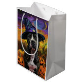 Spooky Amerikaanse Staffordshire Halloween pompoen Medium Cadeauzakje (Achterkant Gekanteld)