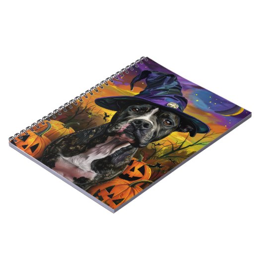 Spooky Amerikaanse Staffordshire Halloween pompoen Notitieboek (Linkerzijde)