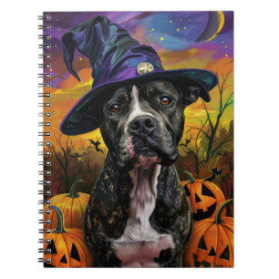 Spooky Amerikaanse Staffordshire Halloween pompoen Notitieboek