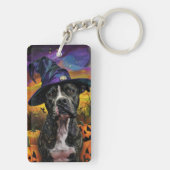 Spooky Amerikaanse Staffordshire Halloween pompoen Sleutelhanger (achterkant)