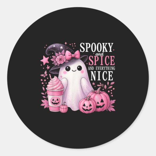 Spooky And Spice And Everything Nice Halloween Pin Ronde Sticker (Voorkant)