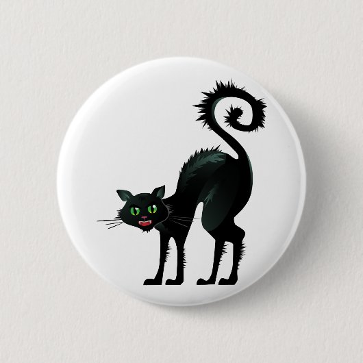 Spooky Angry Black Cat Ronde Button 5,7 Cm (Voorkant)