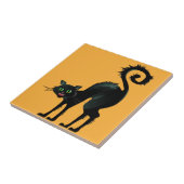 Spooky Angry Black Cat Tegeltje (Zijkant)