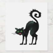 Spooky Angry Black Cat Wijn Etiket (Enkel label)